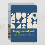 Modern Hanukkah Blue Geometric Back Photo  Holiday Card<br><div class="desc">Say Happy Hanukkah with this simple and modern geometric art card in blue,  personalized with your name and photo.</div>