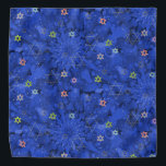 Modern Hanukkah Blue Gold Star of David Pattern Bandana<br><div class="desc">This Hanukkah themed face mask features a chic pattern of gold,  green,  and purple Star of David on a blue background. Wear it in style! Designed by world renowned artist ©Tim Coffey.</div>