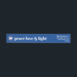 Modern Hanukkah Blue & White Wrap Around Label<br><div class="desc">A contemporary blue and white Hanukkah wrap-around label featuring a "Peace,  Love & Light" theme with a "Bird of Peace" accent.</div>