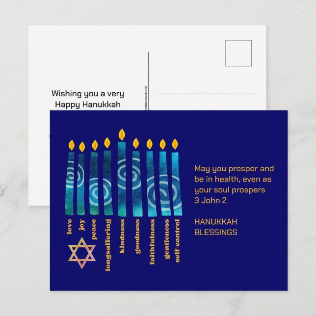 Modern HANUKKAH Christian Messianic  Holiday Postcard (Front/Back)