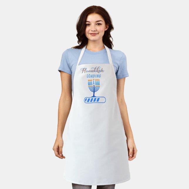 Modern Hanukkah Funny Menorah Loading  Apron (Worn)