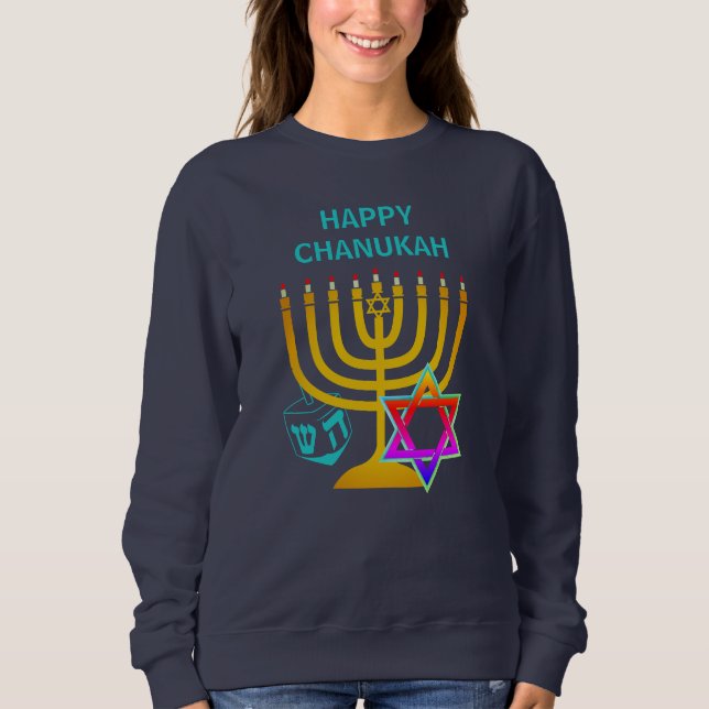 Modern Hanukkah HAPPY CHANUKAH Sweatshirt (Front)