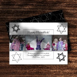 Modern Hanukkah Monochrome Star of David 3 Photo Holiday Card<br><div class="desc">Minimal classic black Bar/Bat Mitzvah and Hanukkah modern Star of David against a solid background creates an elegant,  sophisticated design. For other coordinating colors or matching products,  visit JustFharryn @ Zazzle.com or contact the designer,  c/o Fharryn@yahoo.com  All rights reserved. #zazzlemade #christmasdecor</div>
