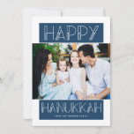 Modern Hanukkah | Photo Holiday Card<br><div class="desc">This simple,  modern Hanukkah card features stylish typography and a fun pattern on the back.  The color on the front and back can be customized by you,  if desired!</div>