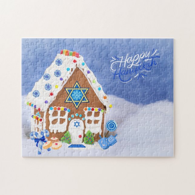 Modern Hanukkah Star of David Gingerbread House Jigsaw Puzzle (Horizontal)