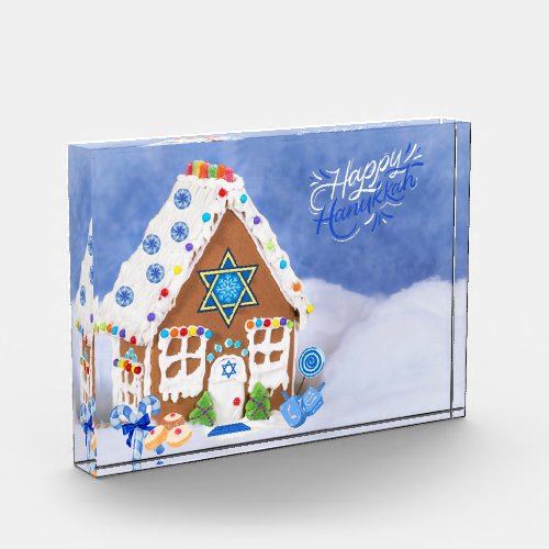 Modern Hanukkah Star of David Gingerbread House Photo Block