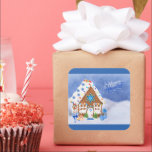 Modern Hanukkah Star of David Gingerbread House Square Sticker<br><div class="desc">Celebrate the Jewish holidays and winter season with these beautiful stickers (labels). What a beautiful touch to your cards, envelopes, gift wrap, favor bags, or food jars. Also makes the perfect little gift for children during the Festival of Lights. This modern design features a gingerbread house with the Star of...</div>