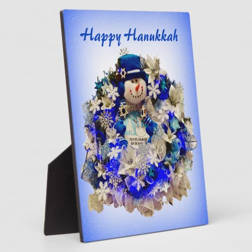 Modern Hanukkah Star of David Snowman Wreath  Plaque