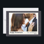 Modern Hanukkah Star Pattern Dark Blue Photo Card<br><div class="desc">Wish friends and family a Happy Hanukkah with this elegant card featuring a simple Jewish star line pattern in dark blue and gray,  personalized with your photo,  greeting,  and name.</div>