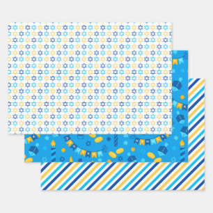 Modern Hanukkah Wrapping Paper Sheets