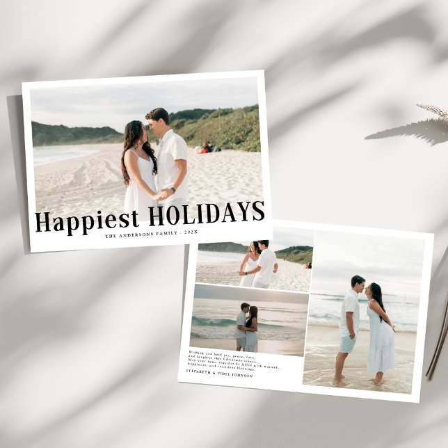 Modern Happiest Holidays Couples Photo Holiday Card (Creator Uploaded)
