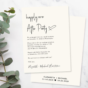 Modern Happily Ever After Cream Wedding Reception Invitation