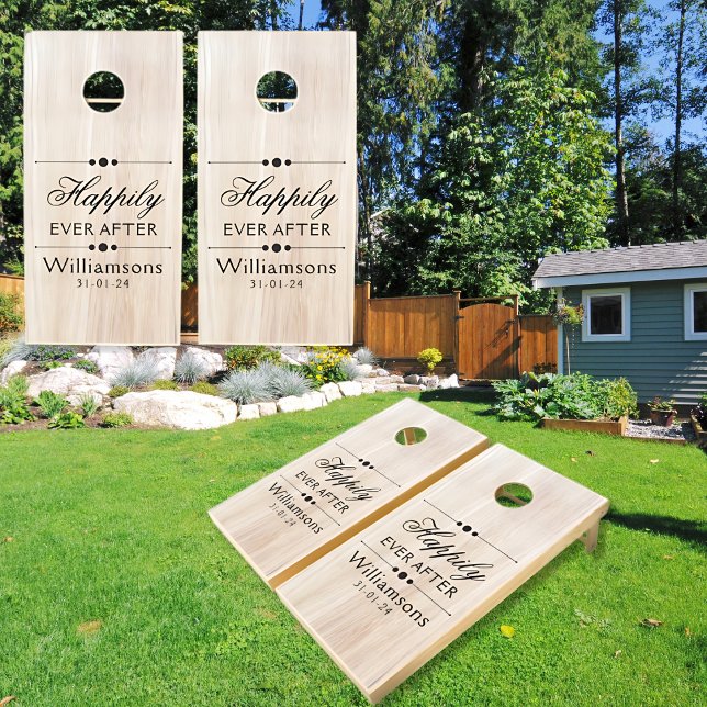 Modern Happily Ever After Custom Wedding Cornhole Set (Creator Uploaded)