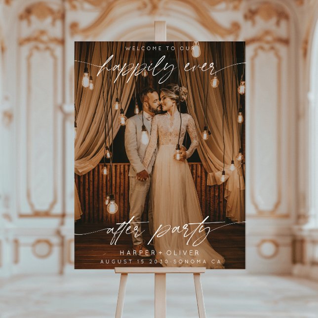 Modern Happily Ever After Party Photo Wedding Foam Board (Creator Uploaded)