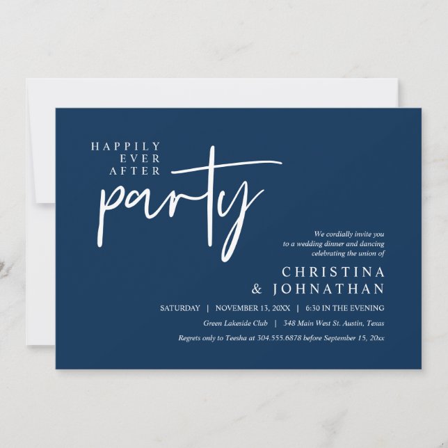 Modern Happily Ever After Party Wedding Dinner Invitation (Front)