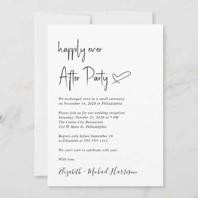 Modern Happily Ever After Photo Wedding Reception Announcement (Front)