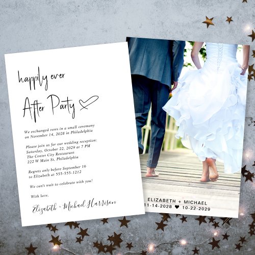 Modern Happily Ever After Photo Wedding Reception Announcement