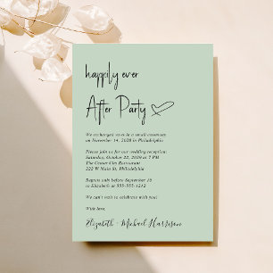 Modern Happily Ever After Sage Wedding Reception Invitation