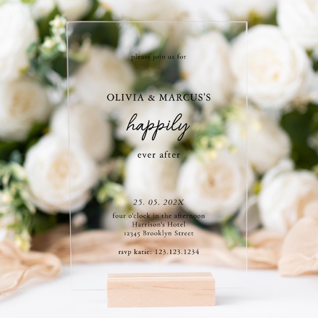 Modern Happily Ever After Wedding Acrylic Invitations (Creator Uploaded)
