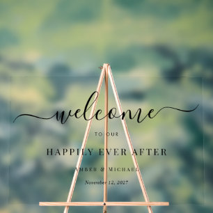 Modern Happily Ever After Wedding Acrylic Sign