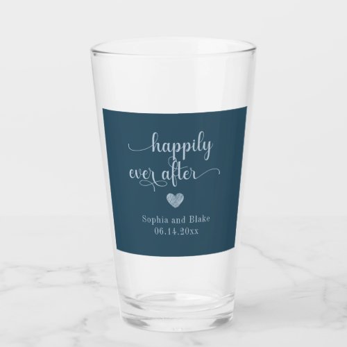 Modern Happily Ever After Wedding Glass