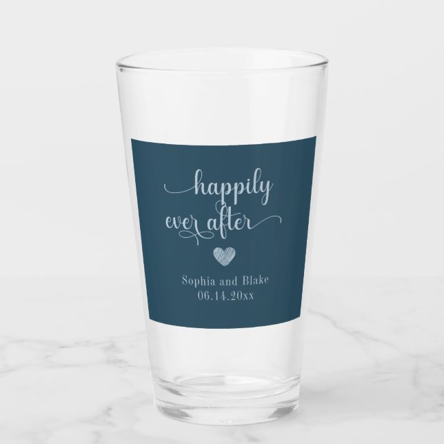Modern Happily Ever After Wedding Glass (Front)
