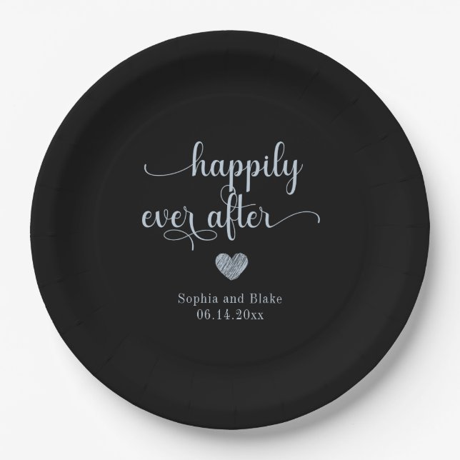 Modern Happily Ever After Wedding  Paper Plates (Front)
