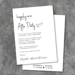 Modern Happily Ever After Wedding Reception Invitation