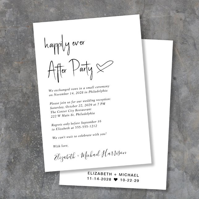 Modern Happily Ever After Wedding Reception Invitation (From private vows to a grand party - invite family and friends to celebrate your marriage!)