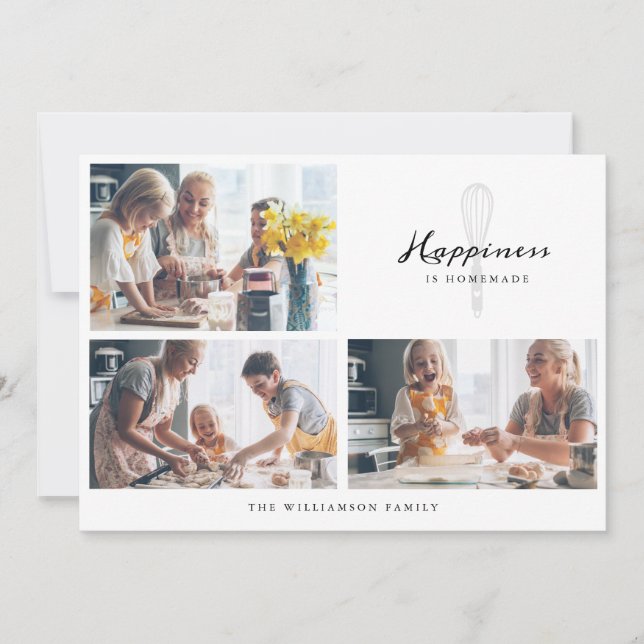 Modern Happiness Is Homemade Bakery Whisk Photo Holiday Card (Front)