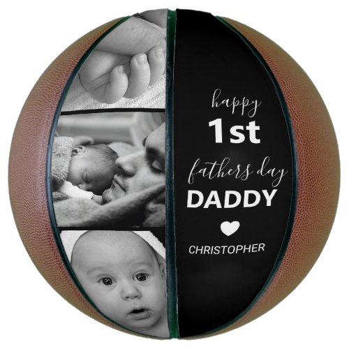 Modern Happy 1st Fathers Day Photo Collage Basketball