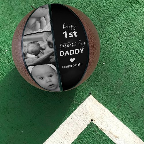 Modern Happy 1st Fathers Day Photo Collage Basketball