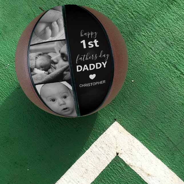Modern Happy 1st Fathers Day Photo Collage Basketball (Creator Uploaded)