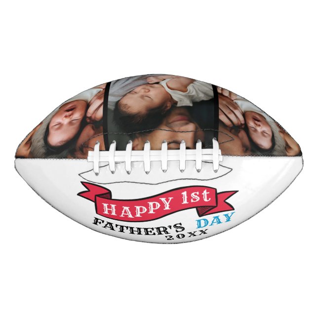 Modern Happy 1st Fathers Day Photo Collage Football (Front)