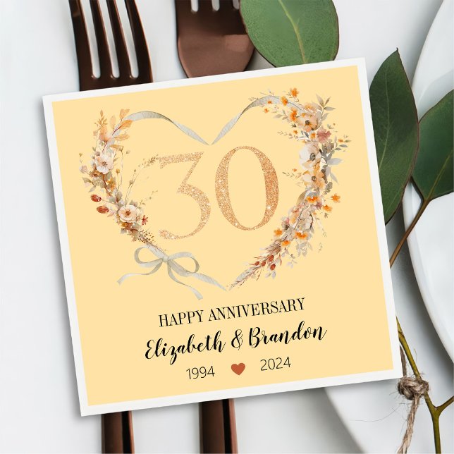 Modern Happy 30th Anniversary Wedding Napkins (Creator Uploaded)