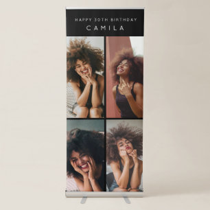 Modern Happy 30th Birthday Party Photo Collage Retractable Banner
