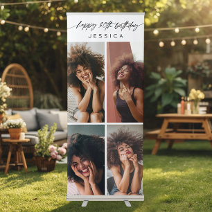 Modern Happy 30th Birthday Script Photo Collage Retractable Banner