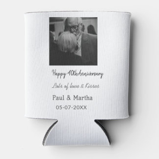Modern happy 40th anniversary add name date photo can cooler