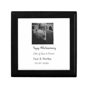 Modern happy 40th anniversary add name date photo gift box