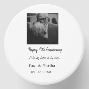 Modern happy 40th anniversary add name date photo mini candle favors