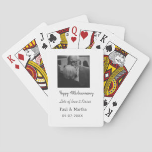 Modern happy 40th anniversary add name date photo poker cards