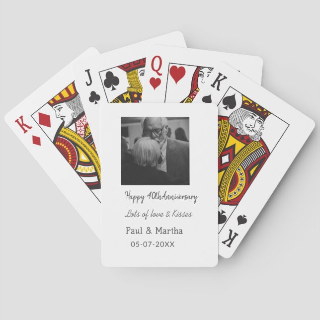 Modern happy 40th anniversary add name date photo poker cards (Back)