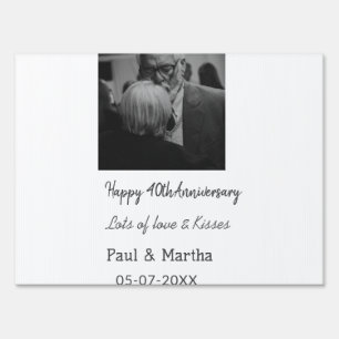 Modern happy 40th anniversary add name date photo sign