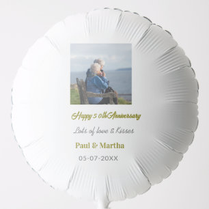 Modern happy 50th anniversary add name date photo balloon