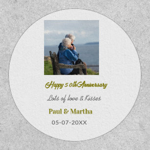 Modern happy 50th anniversary add name date photo patch