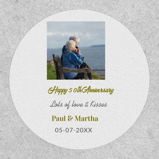 Modern happy 50th anniversary add name date photo  patch (Front)