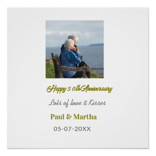 Modern happy 50th anniversary add name date photo  poster