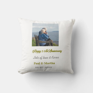 Modern happy 50th anniversary add name date photo throw pillow