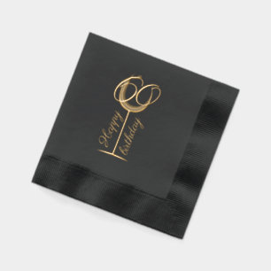 Modern Happy 70th Birthday Wine Glass Foil Napkins