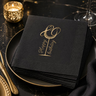 Modern Happy 80th Birthday Wine Glass Foil Napkins